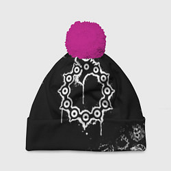 Шапка с помпоном 7 СМЕРТНЫХ ГРЕХОВ МЕЛОДИАС СИМВОЛ ДРАКОН, цвет: 3D-малиновый