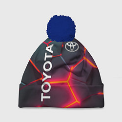 Шапка с помпоном TOYOTA 3D NEON ТОЙОТА 3Д ПЛИТЫ НЕОН, цвет: 3D-тёмно-синий