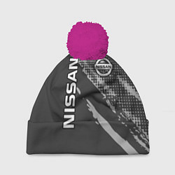 Шапка с помпоном Nissan Car Ниссан, цвет: 3D-малиновый