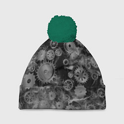 Шапка с помпоном Механизм и дым, стимпанк, цвет: 3D-зеленый