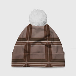 Шапка с помпоном Шоколадная плитка, цвет: 3D-белый