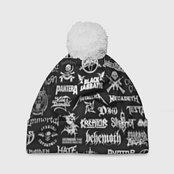 Шапка c помпоном ЛОГОТИПЫ МЕТАЛ ГРУПП METAL BANDS LOGO