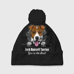 Шапка с помпоном Джек-Рассел-Терьер Jack Russell Terrier, цвет: 3D-черный