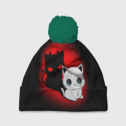 Шапка c помпоном КОТИК ДЬЯВОЛ KITTY DEVIL