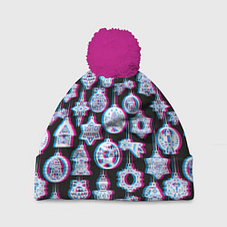 Шапка с помпоном Новогодний глюк, цвет: 3D-малиновый
