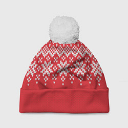 Шапка с помпоном Knitted Pattern, цвет: 3D-белый