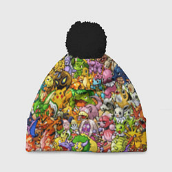 Шапка с помпоном ПОКЕМОНЫ В ПИКСЕЛЯХ PIXEL POKEMON, цвет: 3D-черный