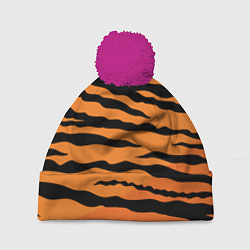 Шапка с помпоном Шкура тигра вектор, цвет: 3D-малиновый