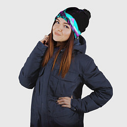 Шапка с помпоном НЕОНОВАЯ ЯПОНИЯ, ВОЛНА, ФУДЗИЯМА NEON JAPAN, цвет: 3D-черный — фото 2