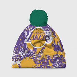 Шапка c помпоном LAKERS ФИРМЕННЫЕ ЦВЕТА БРЫЗГИ КРАСОК LA