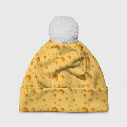 Шапка с помпоном Сыр Cheese, цвет: 3D-белый