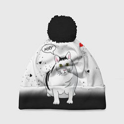 Шапка с помпоном CAT LOVE, цвет: 3D-черный