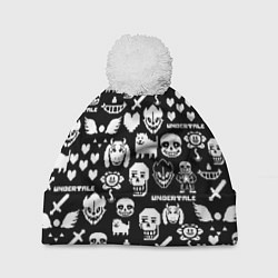 Шапка c помпоном UNDERTALE PATTERN БЕЛЫЙ