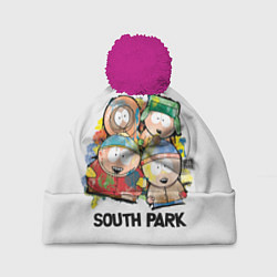 Шапка с помпоном South Park - Южный парк краски, цвет: 3D-малиновый