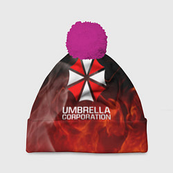 Шапка с помпоном Umbrella Corporation пламя, цвет: 3D-малиновый