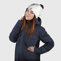 Шапка с помпоном Mercedes-Benz - White texture, цвет: 3D-черный — фото 2