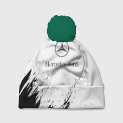 Шапка с помпоном Mercedes-Benz - White texture, цвет: 3D-зеленый