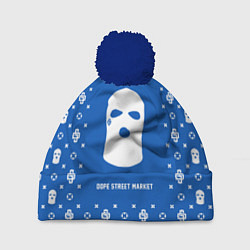 Шапка с помпоном Узор Blue Ski Mask Dope Street Market, цвет: 3D-тёмно-синий