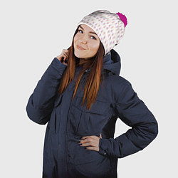 Шапка с помпоном Веселые кролики с пасхальными яйцами, цвет: 3D-малиновый — фото 2