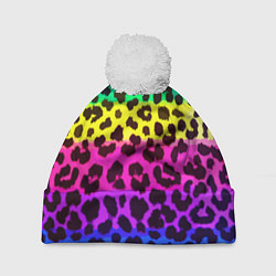 Шапка с помпоном Leopard Pattern Neon, цвет: 3D-белый