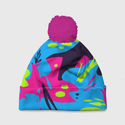 Шапка с помпоном Color abstract pattern Summer, цвет: 3D-малиновый