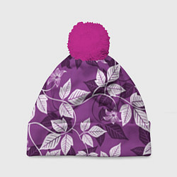 Шапка с помпоном Фиолетовый вьюнок, цвет: 3D-малиновый