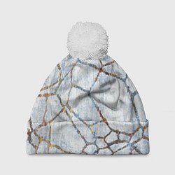 Шапка с помпоном Авангардный текстурный паттерн, цвет: 3D-белый
