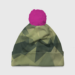 Шапка с помпоном 3д полигоны - камуфляж, цвет: 3D-малиновый