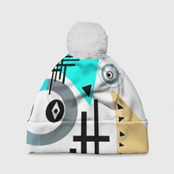 Шапка с помпоном Абстрактный современный дизайн, цвет: 3D-белый