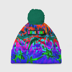Шапка с помпоном Game time Абстрактный пятнистый узор, цвет: 3D-зеленый