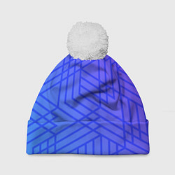 Шапка с помпоном Синий градиент geometry, цвет: 3D-белый