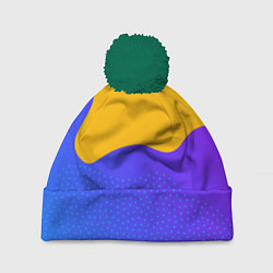 Шапка с помпоном Яркие разноцветные пятна, цвет: 3D-зеленый