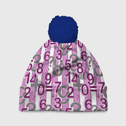 Шапка c помпоном Бело-розовый узор Арифметика