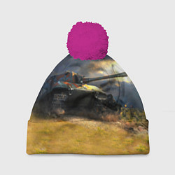 Шапка с помпоном Танк Е100, цвет: 3D-малиновый