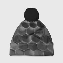 Шапка с помпоном Черные камни, цвет: 3D-черный