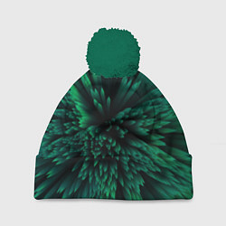 Шапка с помпоном Объёмные острые зелёные фигуры, цвет: 3D-зеленый