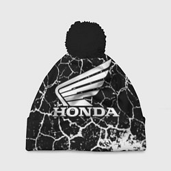 Шапка с помпоном Honda logo арт, цвет: 3D-черный