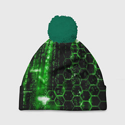 Шапка с помпоном Зелёный программный код, цвет: 3D-зеленый