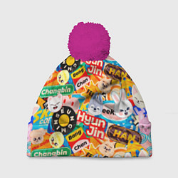 Шапка с помпоном Skzoo stickers characters, цвет: 3D-малиновый