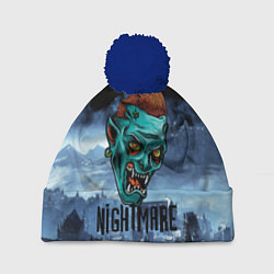 Шапка с помпоном Ночной кошмар - Horror face, цвет: 3D-тёмно-синий