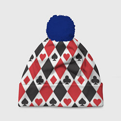 Шапка c помпоном Фон из карточных мастей