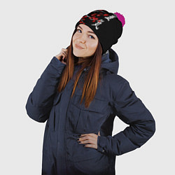 Шапка с помпоном Сакура в цвету, цвет: 3D-малиновый — фото 2