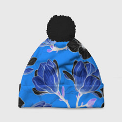 Шапка с помпоном Растительная композиция - минимализм, цвет: 3D-черный
