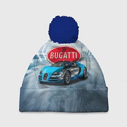 Шапка с помпоном Бугатти - мощь, престиж, мечта!, цвет: 3D-тёмно-синий