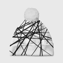Шапка с помпоном Пересечение линий, цвет: 3D-белый