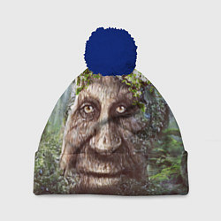 Шапка с помпоном Мудрое Таинственное Дерево, цвет: 3D-тёмно-синий