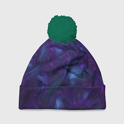 Шапка с помпоном Светящиеся перья - фиолетовый цвет, цвет: 3D-зеленый