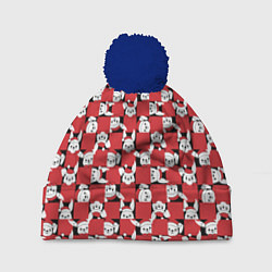 Шапка с помпоном Кролики в красных шапках, цвет: 3D-тёмно-синий