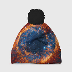 Шапка с помпоном Космическое галактическое око, цвет: 3D-черный