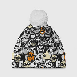 Шапка с помпоном Злобные панды, цвет: 3D-белый